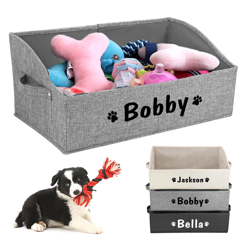 Personalized Dog Storage Basket Cat Nest Folding Pet Storage Box Free Print Name Paw Dogs Baskets For Dogs Toy Clothes Shoes