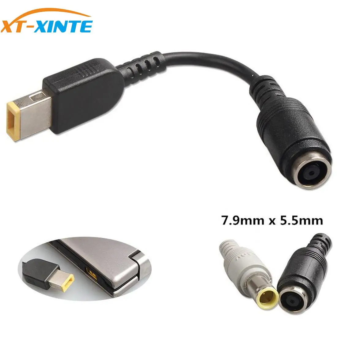 XT-XINTE DC7.9*5.5mm Round Jack to Square Plug End Adapter Charger Power Adapter Converter Cable For IBM for Lenovo Thinkpad