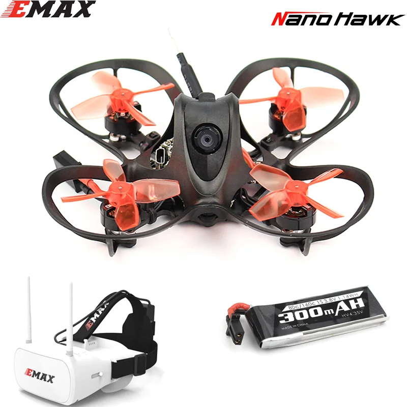 EMAX Nanohawk 65mm Whoop FPV Beginner Indoor Racing Drone BNF FrSky D8 Runcam Nano3 25mw VTX 5A Rc Plane