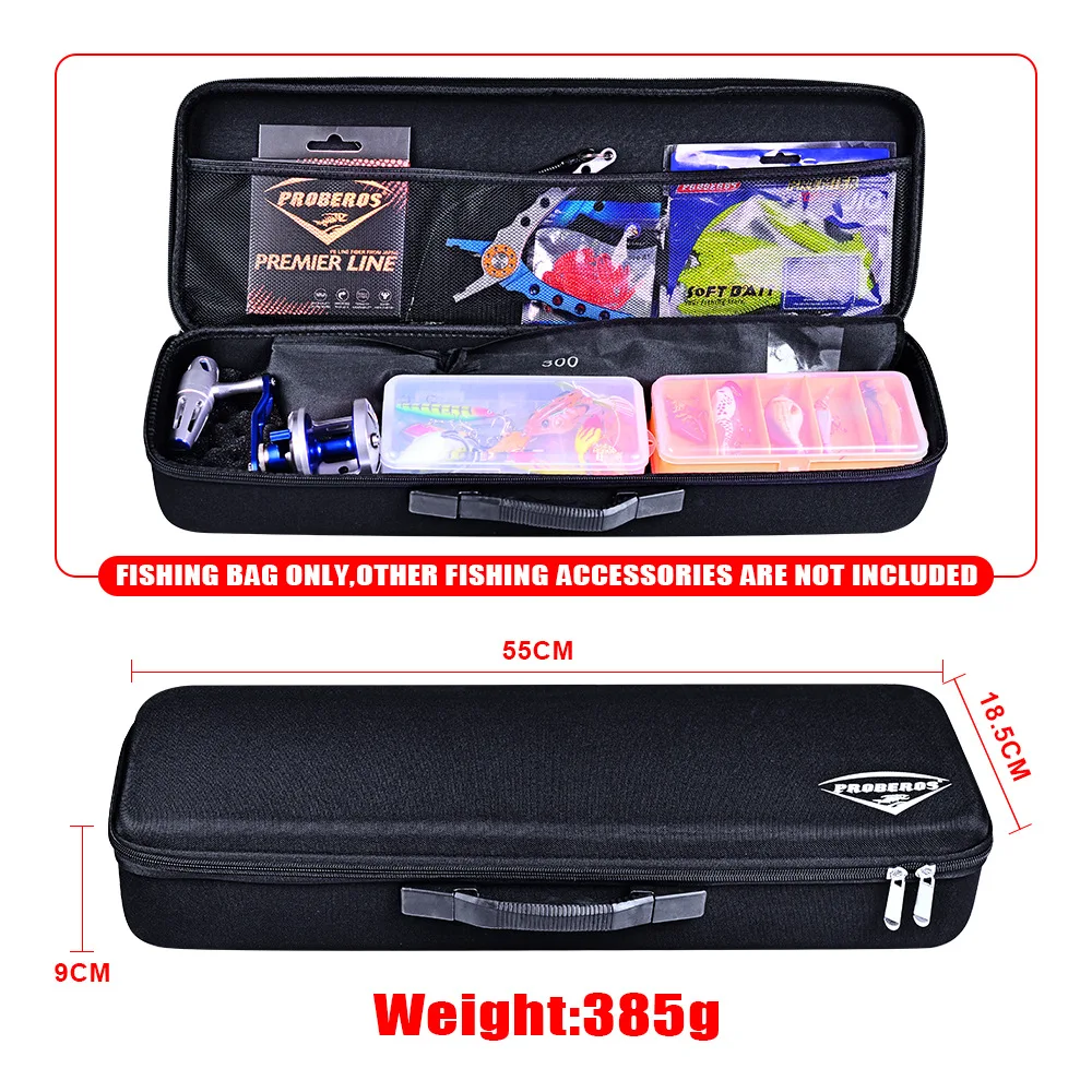 55cm EVA Shockproof Fishing Tackle Bag Portable Outdoor Fishing Rod Bags Reel Carry Bag Pole Storage Pack Built-in Sponge Case