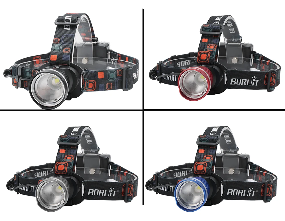 BOIRUiT RJ-2166 Zoom-LED-Stirnlampe, 1000 lm, leistungsstarker Scheinwerfer, Verwendung einer AA-Batterie, Stirnlampe, wasserdichte Camping-Jagdlaterne – Detail 1