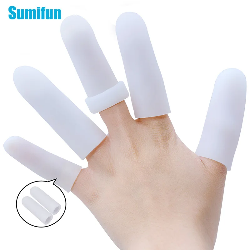 2Pcs White Thick Finger Protector Silicone Gel Tubes Thumb Covers Toe Protection For Corn Blister Cracked Pain 2.3*6.7cm C1597