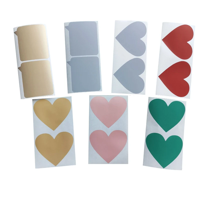 50Pcs Scratch Off Stickers Love Heart Dialog Shape  Colorful Blank For Secret Code Cover Home Game Wedding Message