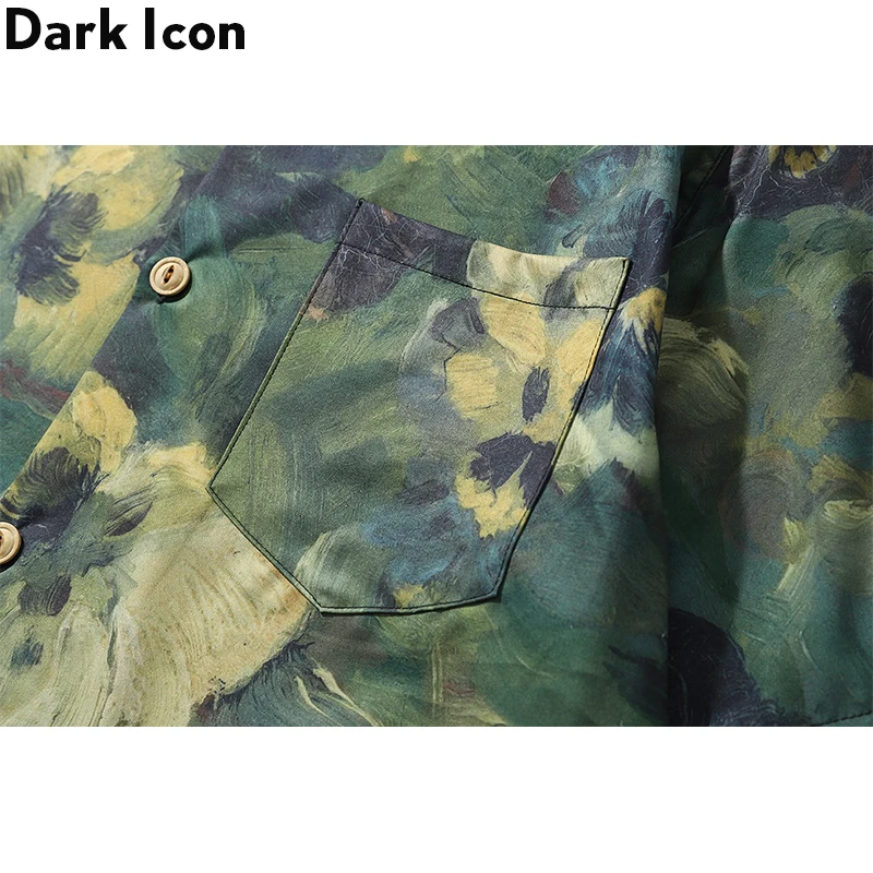 Dark Icon Hand Malen Volle Gedruckt Hawaiian Shirts Männer 2020 Sommer Straße männer Hemd