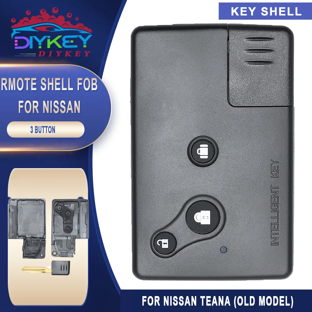 

DIYKEY 3 Buttons Smart Remote Key Case Shell Key House Fob With Small Key for Nissan Teana (Old Model)