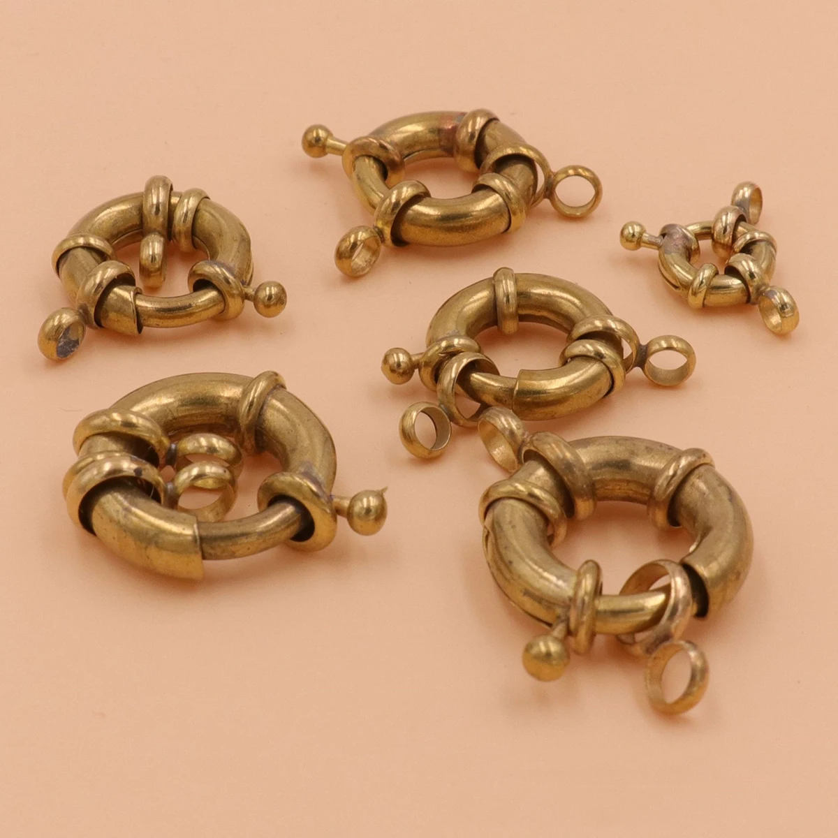 2pcs Brass Jewelry O-ring Snap Hook with Double \