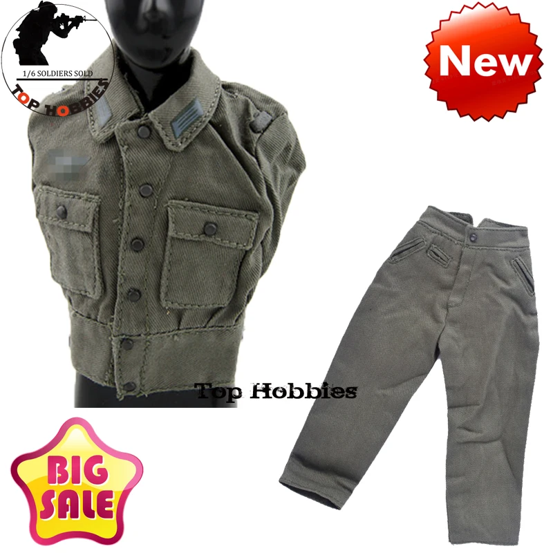 Alemão Militar Uniformes Curtos para Masculino, Segunda Guerra Mundial Soldado Calças Suit, 12 em Masculino Action Figure Corpo, Segunda Guerra Mundial, M44, M42, 1 6Sca Soldado do Exército