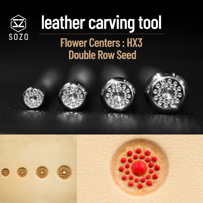 SOZO HX3 Carving-Tool Flower Centers Double Row Offset Seed Stamping-Print  Leather Embossing Stamps By 304 Stainless Steel