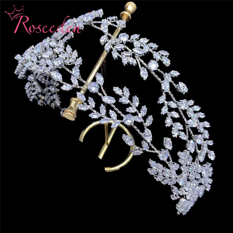 

Fashion Cubic Zirconia Double Layer Bridal Headbands Luxury Prom Hair Headwear Wedding Hair Jewelry CZ Tiaras RE4317