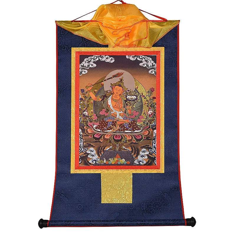 

Tibetan Thangka Paintings Tibetan Buddhism Gold-plated Gilt Manjusri Buddha statue Hanging Decorate Thangka