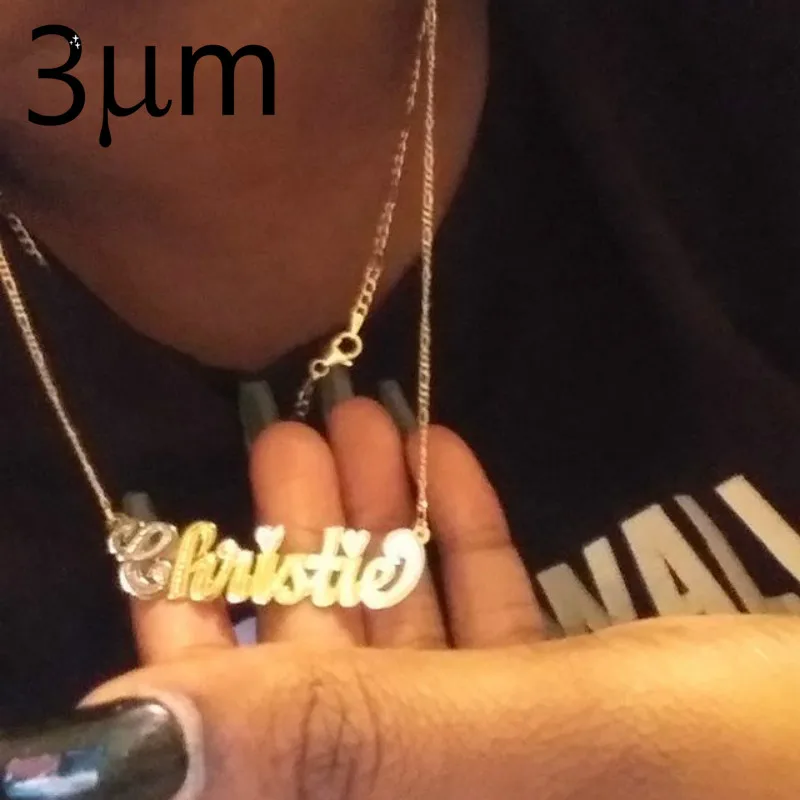 3UMeter New Hip Hop Letter Necklace Name Personalized Custom Necklace Gold Color Rhinestone Necklace Pendant Mother's Day Gifts