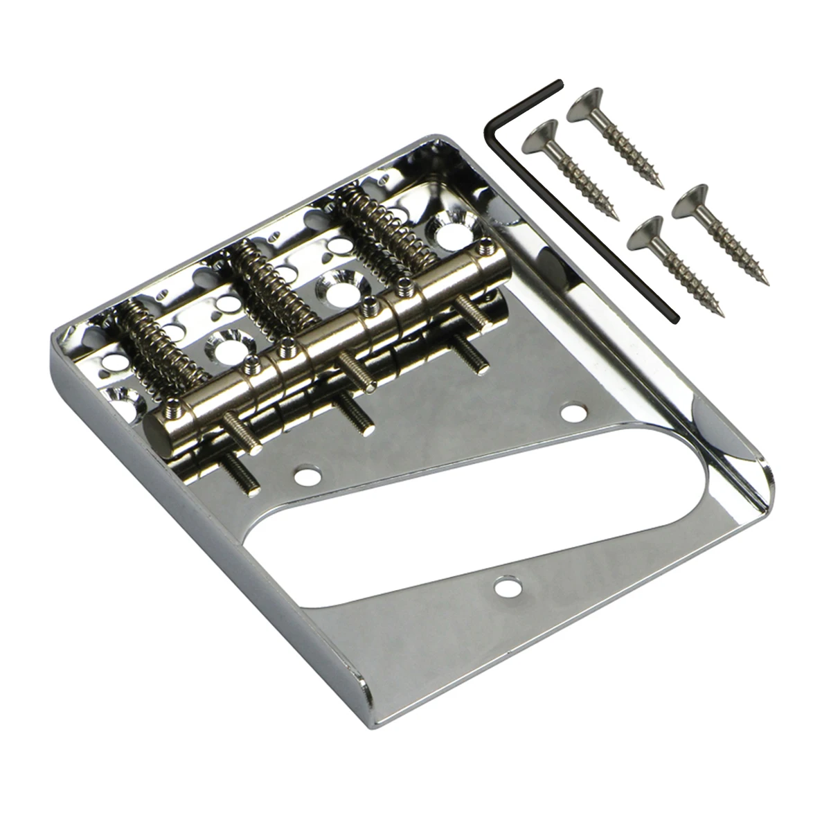 FLEOR Vintage 3-Saddles Guitar Bridge TL Hardtail Fixed Bridge Guitar Parts, Black or Chrome