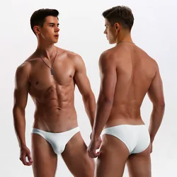 New 2022 sexy white beach swimsuits gay man thong bikinis hot low waist tight men swimwear swim briefs trunks with penis pouch