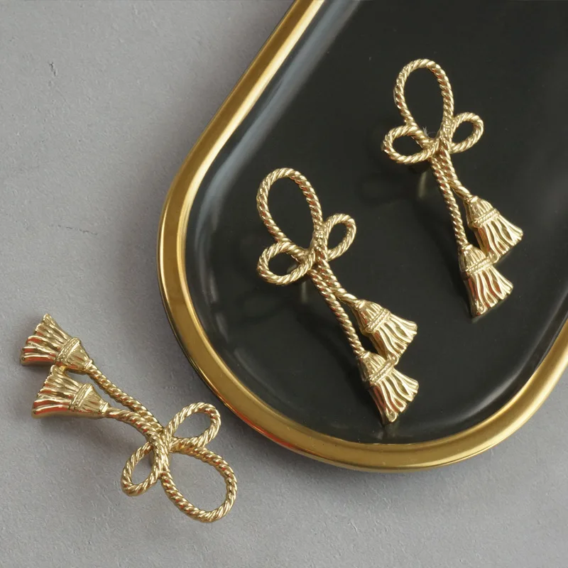 Gold Rope Brass Knob Pure Copper Handle Kitchen Wardrobe Cabinet Door Handles Drawer Pulls and Knobs Furniture Decor Hardware