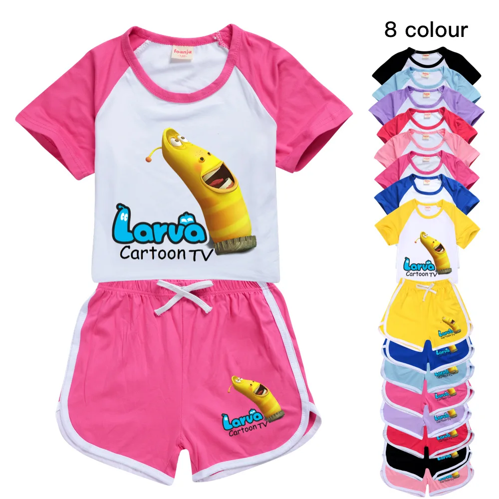 New Larva Girls Boys Summer Clothes T-shirt + Shorts Kids Sport Suit Children Cartoon Pajamas Girl Casual Short Sleeve Outfits