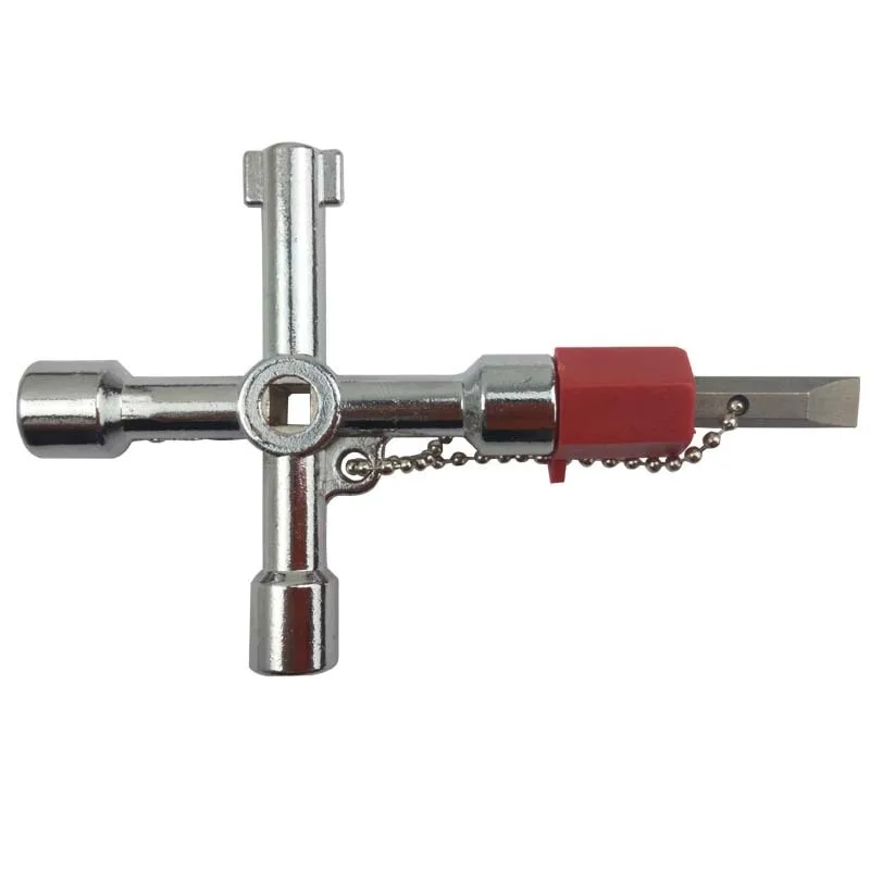 Llave cruzada Universal multifunción 4 en 1, llave triangular para tren, válvula de gabinete de ascensor eléctrico, aleación, cuadrada