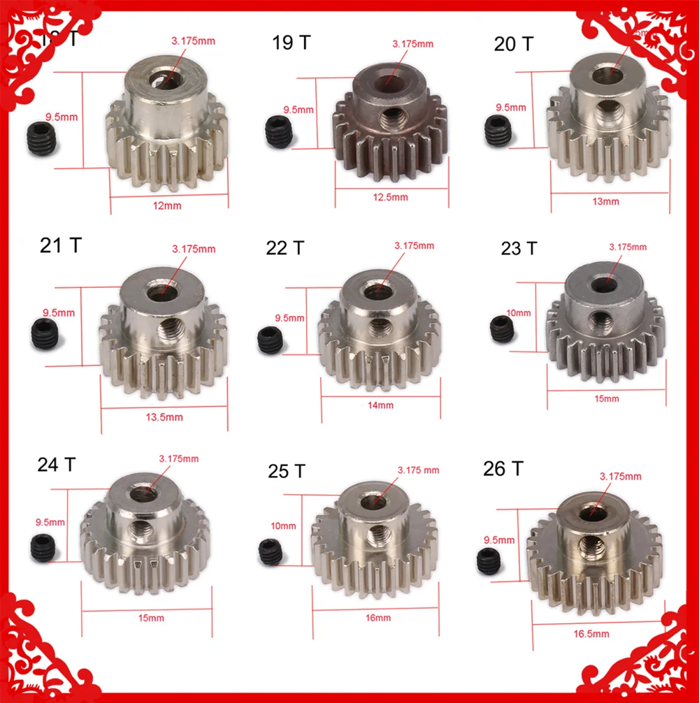 歯歯ピニオンギアhsp 1:10 18t 19t 20t 21t 22t 23t 24t 25t 26t 29t rcカー0.6口径3.175ミリメートル部品hpi速度軸