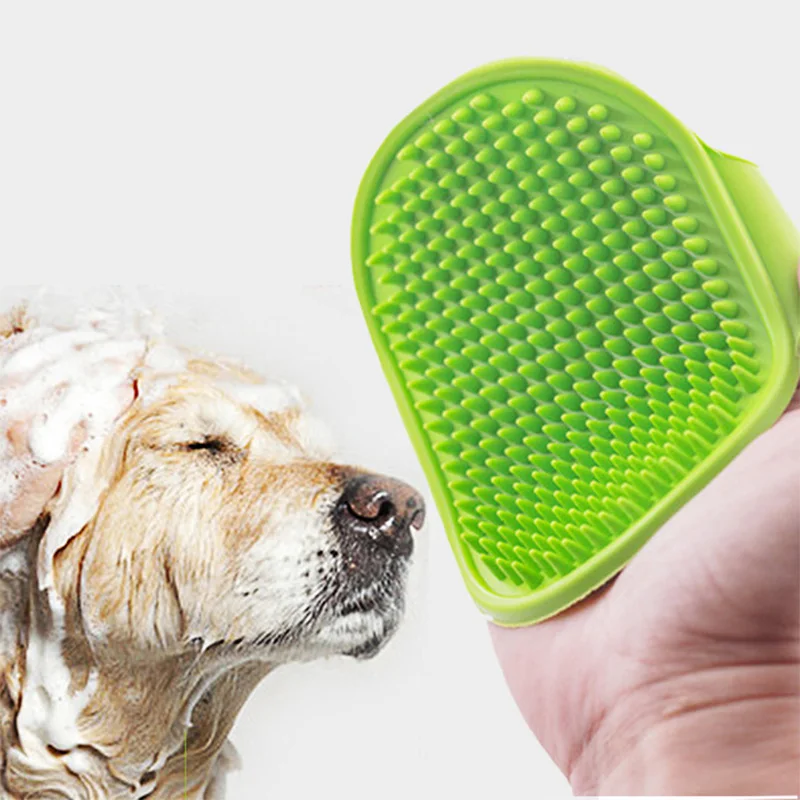 1Pc Pet Dog Cat Bath Brush Comb Rubber Glove Hair Fur Grooming Massaging Dog Cleaning Gloves Silicone Bath Brush Dog Supplies