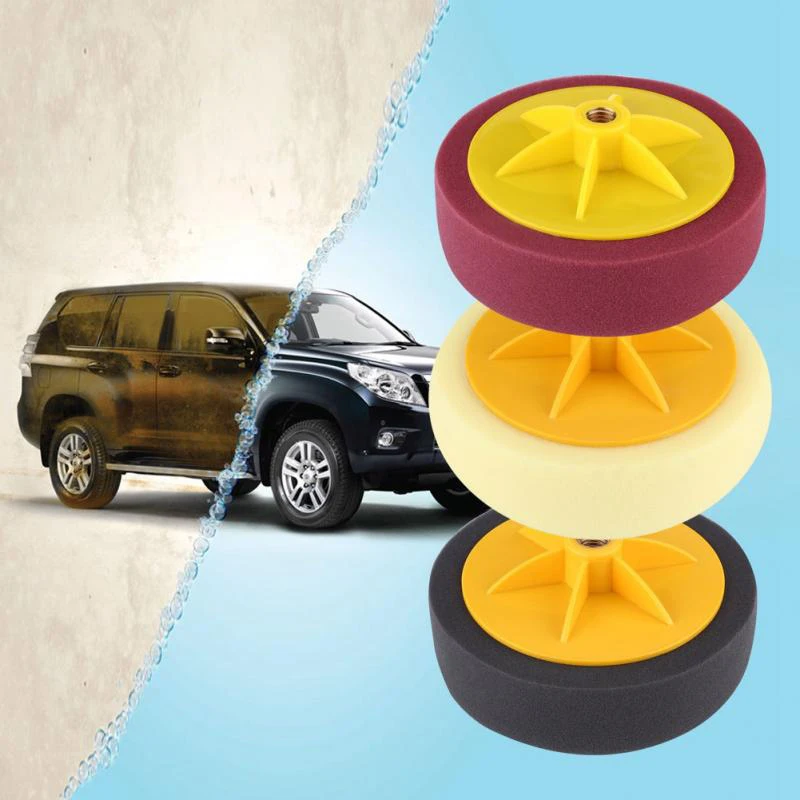 6 Inch/15Cm Car Polishing Waxing Pad Sponge M14 Wheel Polishing Waxing Pad Kit Tool For Car Polisher Yellow