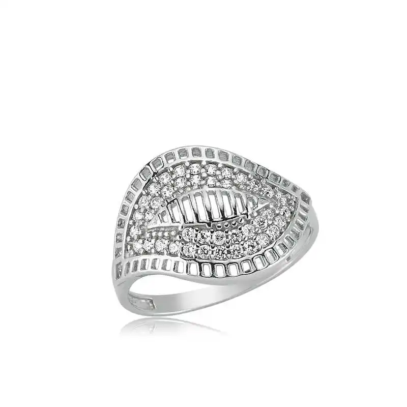 Silver Leaf Women's Ring Zircon Stone 925 Sterling Jewelry Wedding Party Birthday Gift - Box - Ladies - Fashion - Botiva - Size - Turkish - Patterned Embroidered