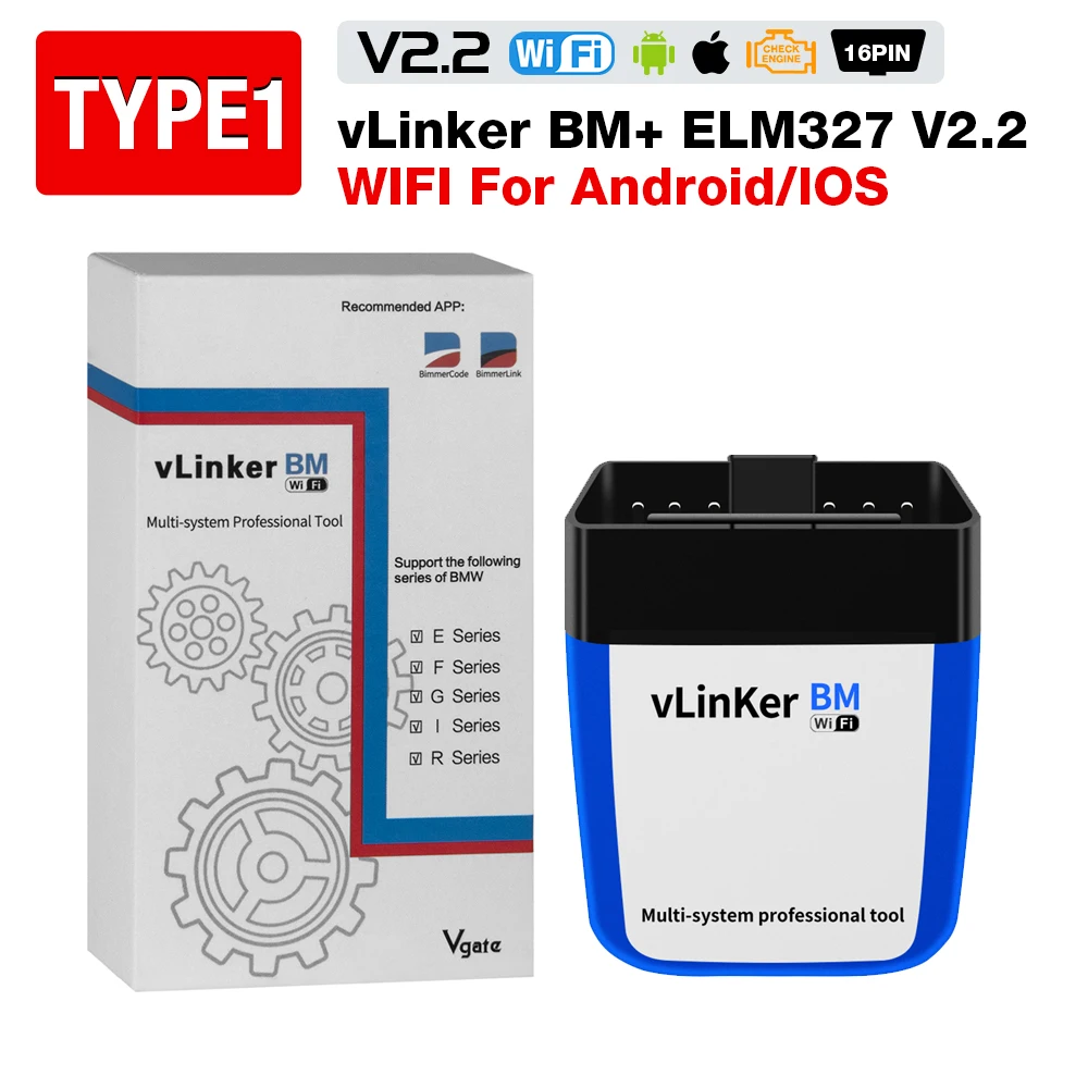 ELM327 V2.2 + Vgate vLinker BM OBD2 Car Diagnostic tool For BMW Scanner Bluetooth 4.0 wifi ELM 327 Auto Tool For Bimmercode