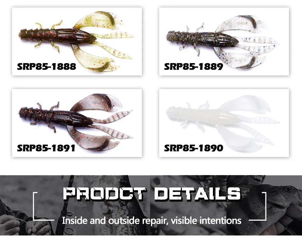 4/8 Stück 80mm/6,5g Weicher Silikon-Garnelenköder Set mit Wirbel, Jigging-Wobbler, Künstlicher Köder für Hecht, Minnow, Barsch – Detail 7