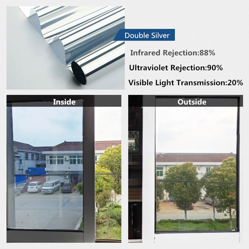 Sunice Wholesell Silver Reflective Window Film One Way Mirrored privacy Solar Tint Sun Control Anti-UV glass Sticker 1.52x60m