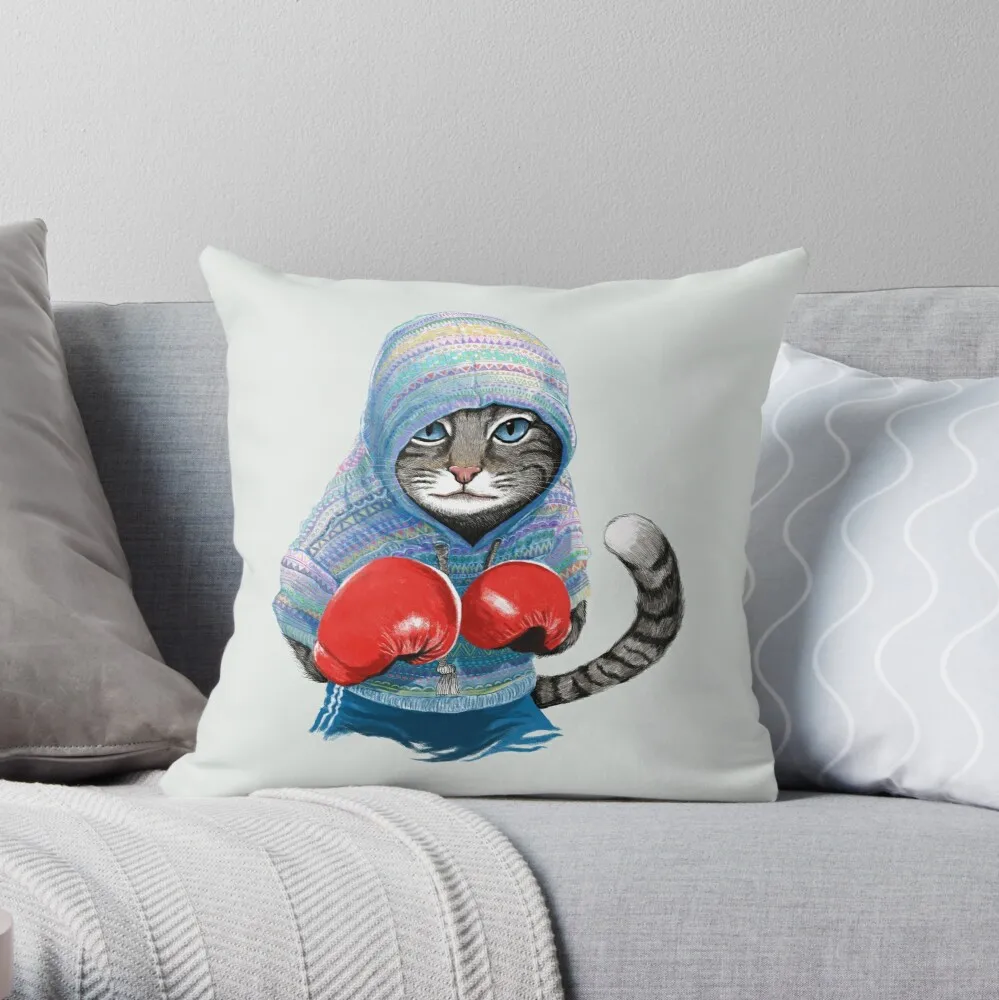 Boxing cat Throw Pillow Pillow Case Polyester Home Decora Pillowcases Throw Pillow Case kussensloop almohada poszewka