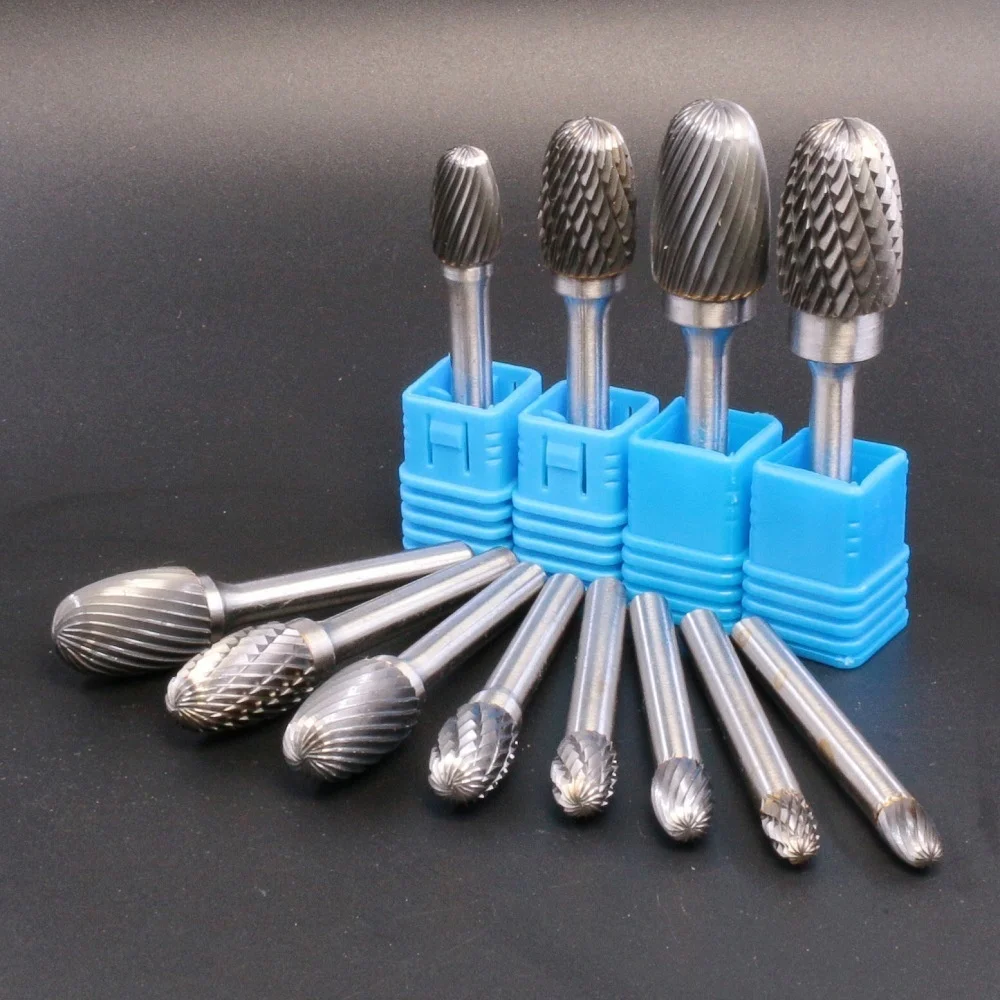 Oval Shape E Style 6mm 1/4" Shank Style C Mould Carving Tools Single Cut Tungsten Carbide Rotary File Burr Milling Cutter Metal