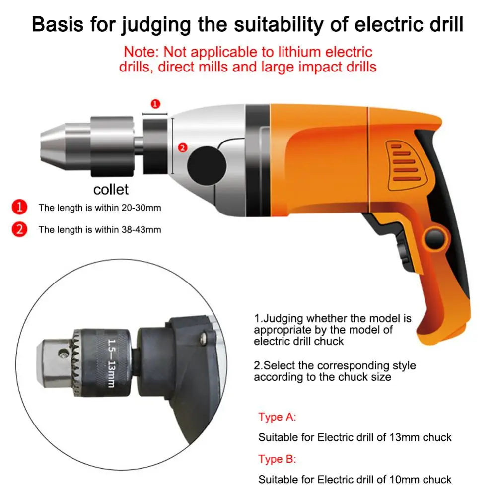 10mm 13mm Electric Drill Cutting Seat Stand Holder Set Anti-skid Hexagonal Handle with 2 Wrench and 2 Gasket for Polishing