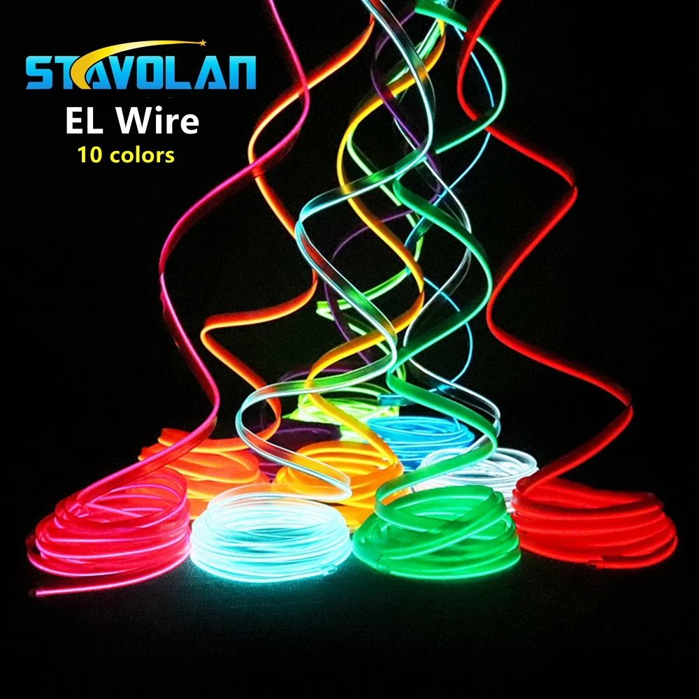 1m/ 3m/5m/10m Car Interior EL Wire Neon Light Strip DIYWedding christmas  Party Ambient Light Luminous Line Billboard Decoration