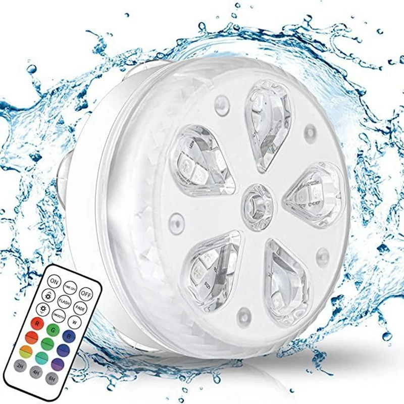 16 LED Underwater Light Submersible Lamps Magnetic Suction Cup RGB Swimming Pool Lights IP68 Waterproof Remote Control