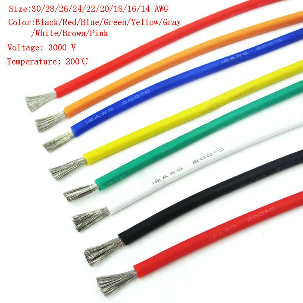 UL3239 silicone wire 14AWG 16AWG 18AWG 20AWG 22AWG 24AWG color tinned copper electronic wire high temperature 200 / 3KV