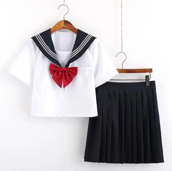 School Uniform Sailor Dress Japanese Preparatory JK Summer Spring Girls Young White