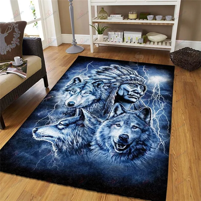 

Native Wolf Rug 3D All Over Printed Non-slip Mat Dining Room Living Room Soft Bedroom Carpet 11