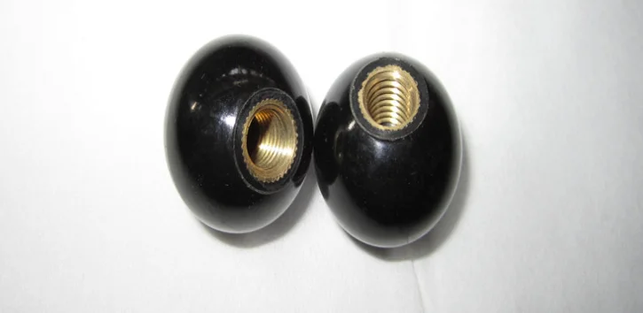 2PCS M8x25mm Thread Black Plastic 40mm Diameter Round Ball Lever Knob