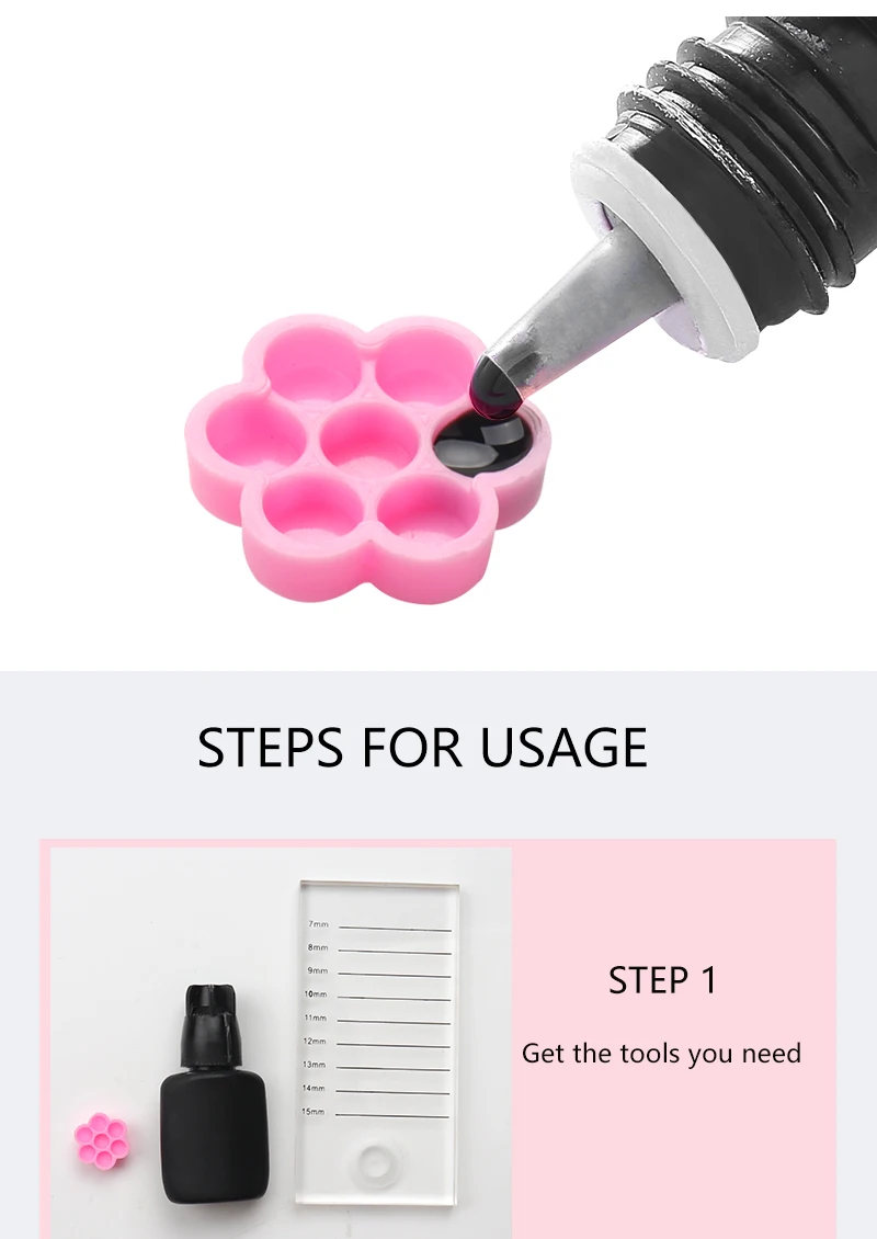 100 Stück Einweg-Wimpernblütenbecher, Wimpernkleberhalter, Kunststoffständer, schnelles Blütenformen für Wimpernverlängerung, Make-up-Werkzeuge – Detail 6