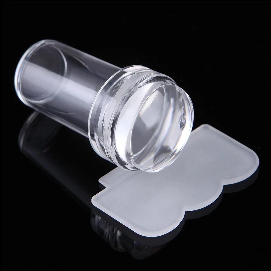 1pc Transparent Silikon Nail art Stamping Kit Französisch Design Für Maniküre Platte Stempel Polnischen Dichtung Zwei Seite Stamper Schaber werkzeuge – Detail 5