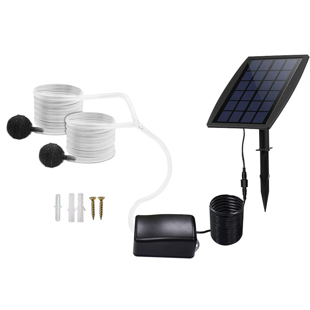 

Solar Air Pump Kit Inserting Ground Water Air Pump Oxygenator Solar Aerator With Oxygen Hoses For Pond Fish Tank Garden Tools