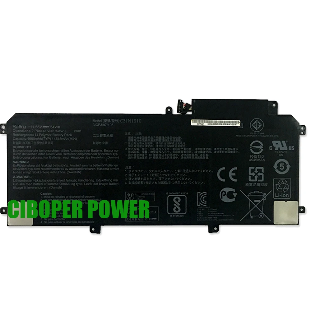 Laptop Battery 0B200-02090100 C31N1610 54Wh/4680mAh For ZenBook UX330C UX330CA U3000C UX330CA-1C 1A UX330CA-FC Series Notebook