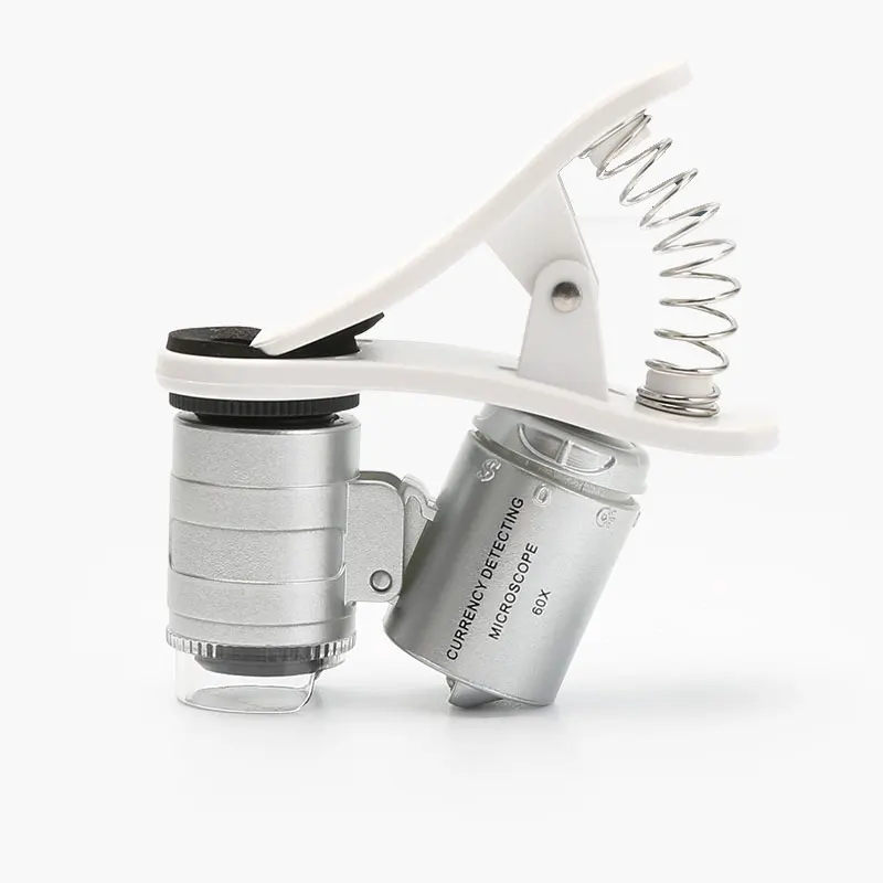 

Portable 60X Magnifying Glass LED Mini Microscope with UV Light Pocket Jewelry Loupe Reading Stamp Identification Magnifier