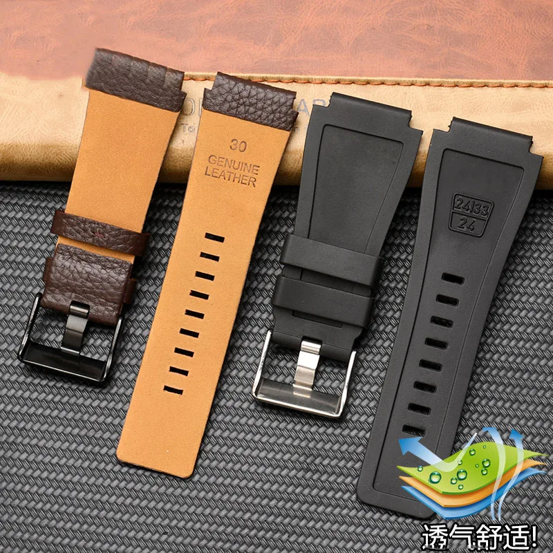 Cowhide watch band  Suitable for BR Bell Ross/Police POLICE watch PL14796J  24mm