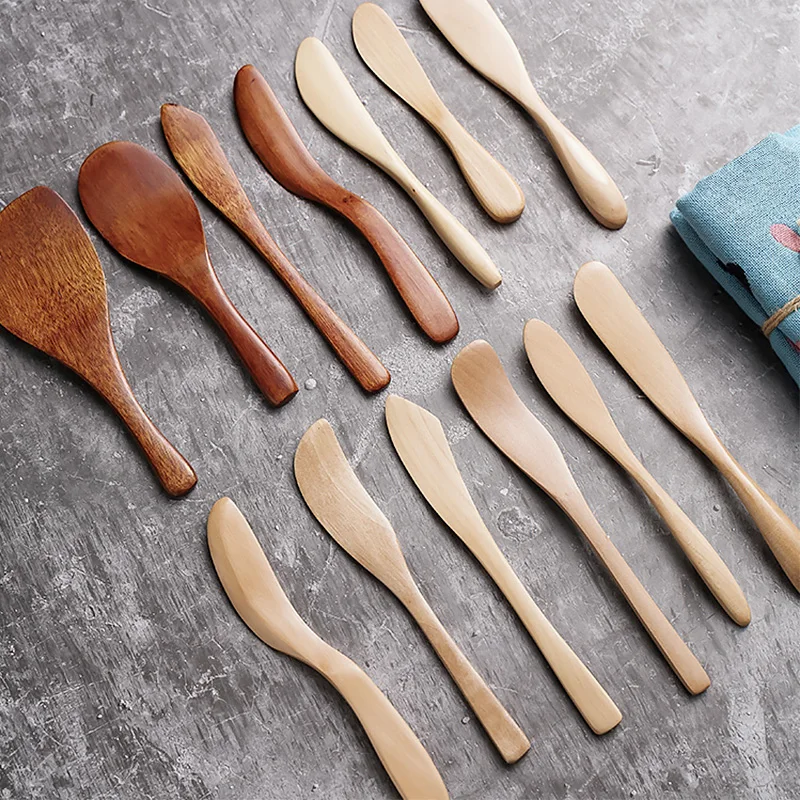 Tableware Wooden Spatula Butter Spreader Fruit Cake Knife Salad Cheese Mixing Scraper Utensils Baking Pastry Tools Accessories