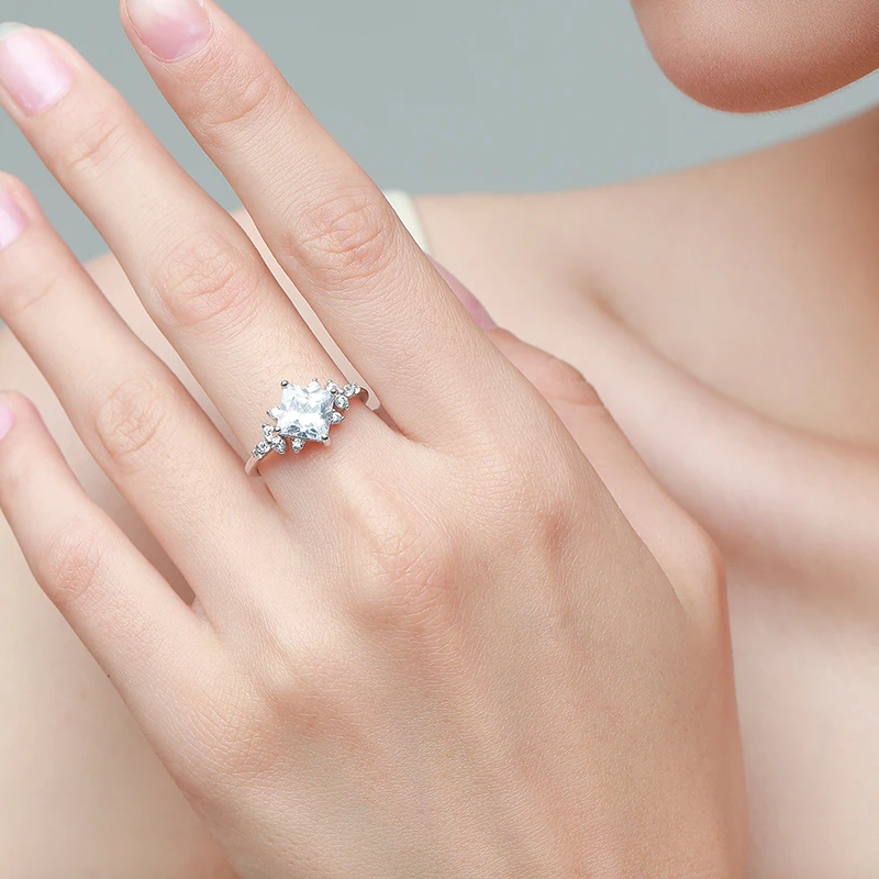 Ailmay Real 925 Sterling Silver Elegant Romantic Princess Square AAAAA Dazzling CZ Rings For Women Luxury Wedding Jewelry Gift