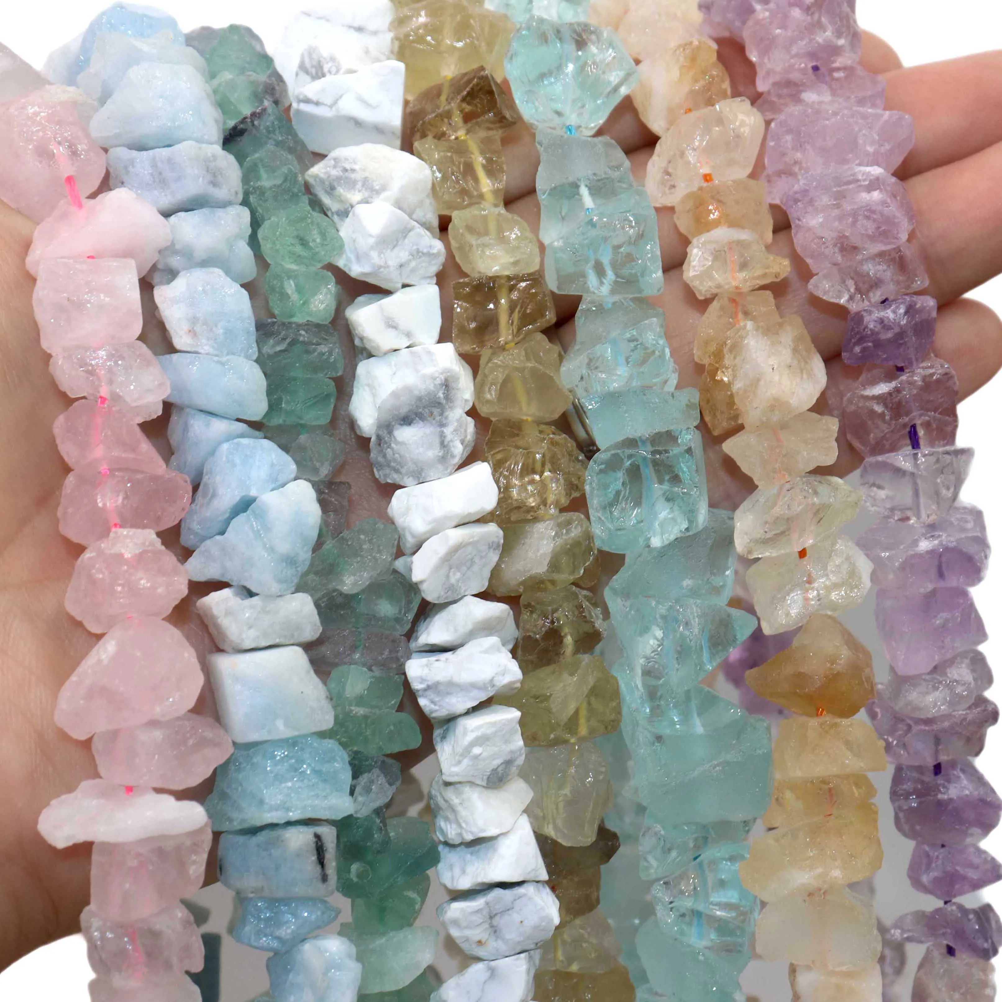 10-14mm Natural Stone Irregular Freeform Raw Nugget Amethysts Amazonite Minerals Quartz Citrines Beads Diy For Jewelry Making