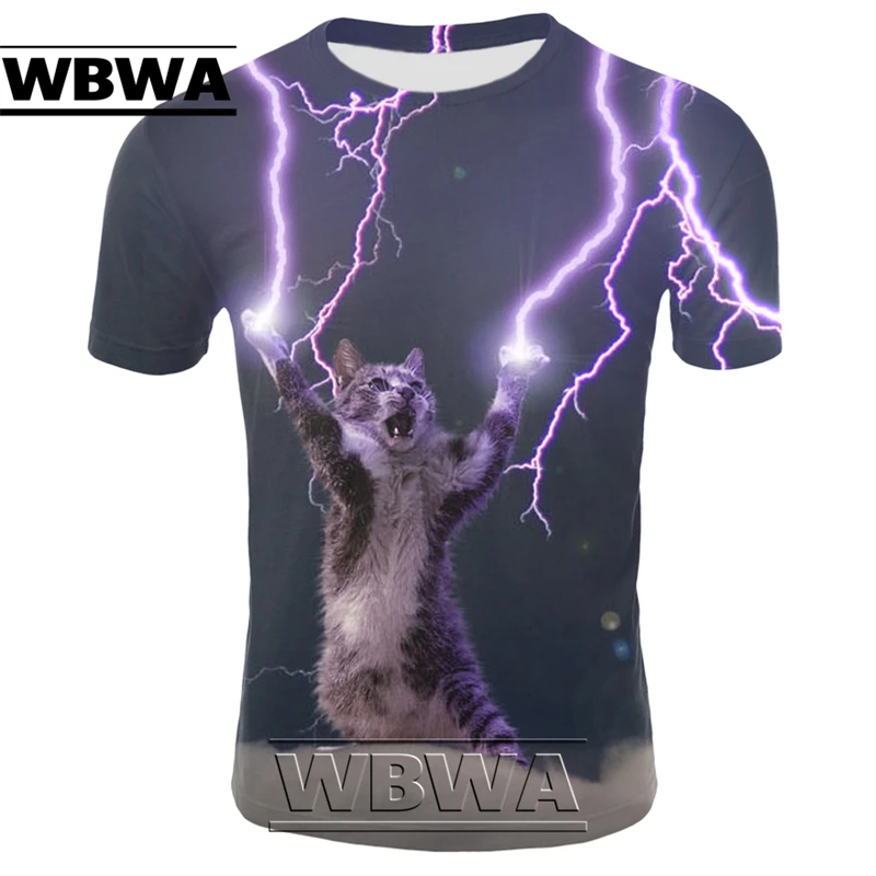 

2020 new Galaxy space unisex 3D T-shirt Lightning cat funny shirt T-shirt short sleeve summer shirt