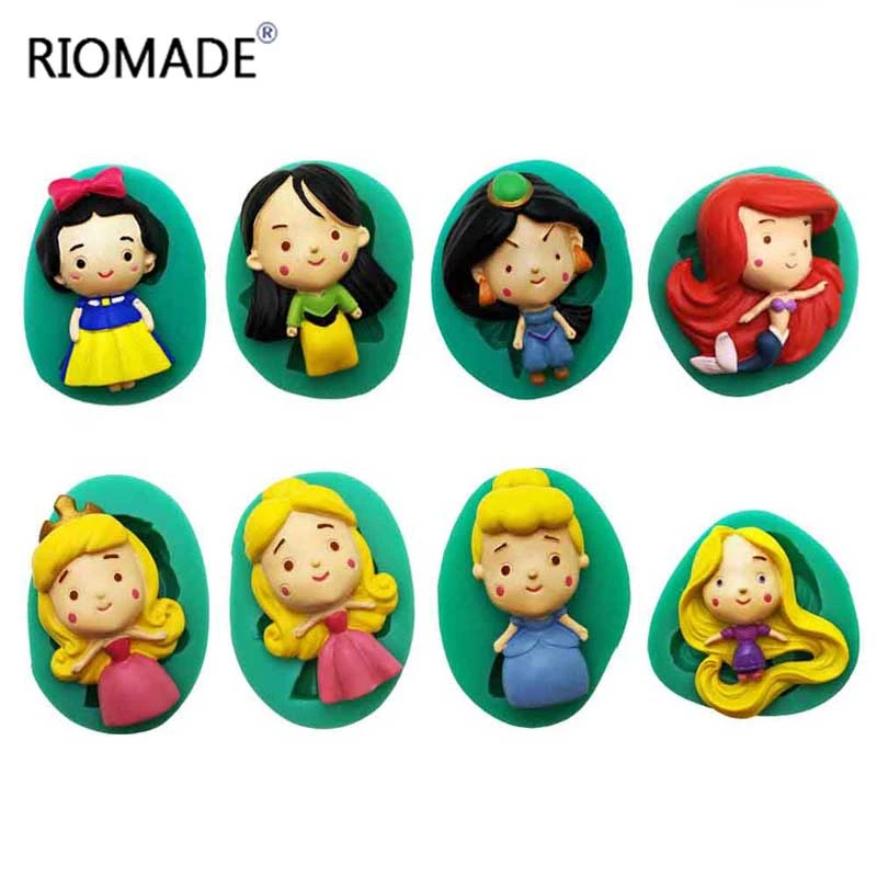 Cartoon Girls Silicone Mold For Fondant Cake Decoration Princess Chocolate Baking Polymer Clay Sugarcraft Silicone Form Tools