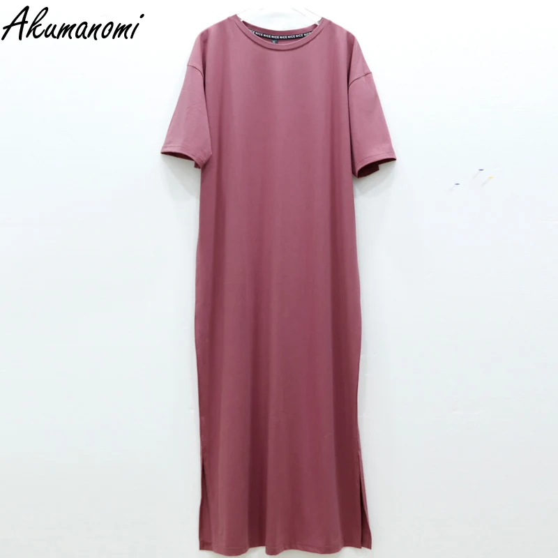 Plus Size Maxi Long Cotton Tshirt Dresses For Women Summer 2021 Ladies Casual 4xl 5xl 6xl 7xl 8xl 9xl 10xl Harajuku Boho Dress