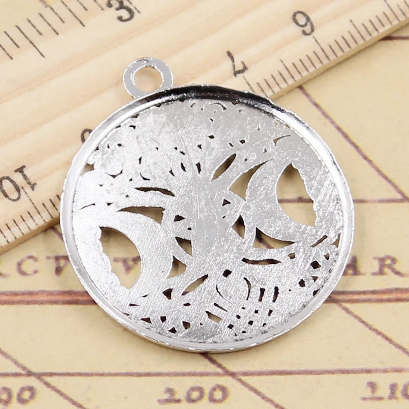 10pcs Charms Tree Of Life Norse Viking Moon Star 39x34mm Tibetan Bronze Silver Color Pendant Antique Making DIY Handmade Jewelry