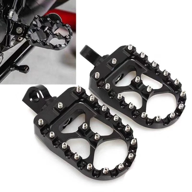 CNC Wide Fat 360° Roating Footpegs Foot Pedals For Harley Sportster Touring Dyna Softail Custom Road King Street Glide